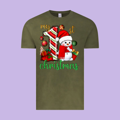 My 1 St Christmas With Cute Snowman Bbs Vintage Tee Designed By Bundleandbundleshop
