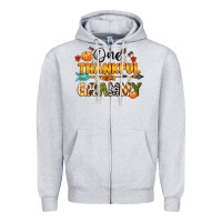 Heather Grey one thankful grammy Zipper Hoodie - CowGirlArtShop