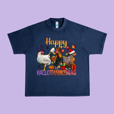 Happy Hallothanksmas Chick Urban Heavy Tee Designed By Bundleandbundleshop