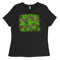 Black st patrick's day shamrock and leopard distressed Ladies Tee - RanaPortraitStore