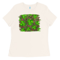 Bone st patrick's day shamrock and leopard distressed Ladies Tee - RanaPortraitStore