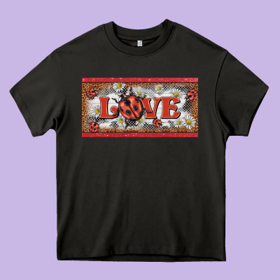 Love Ladybug    License Plate Template Heavy Core Tee Designed By Barkaloodesign