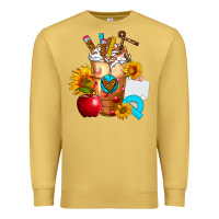 Antique Gold teacher cold drink frappe with sunflowers Premium Sweatshirt - FaDigitalArtStudio