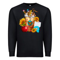 Black teacher cold drink frappe with sunflowers Premium Sweatshirt - FaDigitalArtStudio