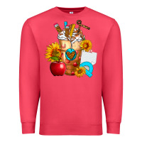 Cardinal teacher cold drink frappe with sunflowers Premium Sweatshirt - FaDigitalArtStudio