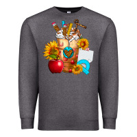 Charcoal Heather teacher cold drink frappe with sunflowers Premium Sweatshirt - FaDigitalArtStudio