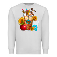 Dove Grey teacher cold drink frappe with sunflowers Premium Sweatshirt - FaDigitalArtStudio