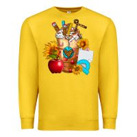 Lemon teacher cold drink frappe with sunflowers Premium Sweatshirt - FaDigitalArtStudio