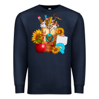 Teacher Cold Drink Frappe With Sunflowers Premium Sweatshirt | Teevron