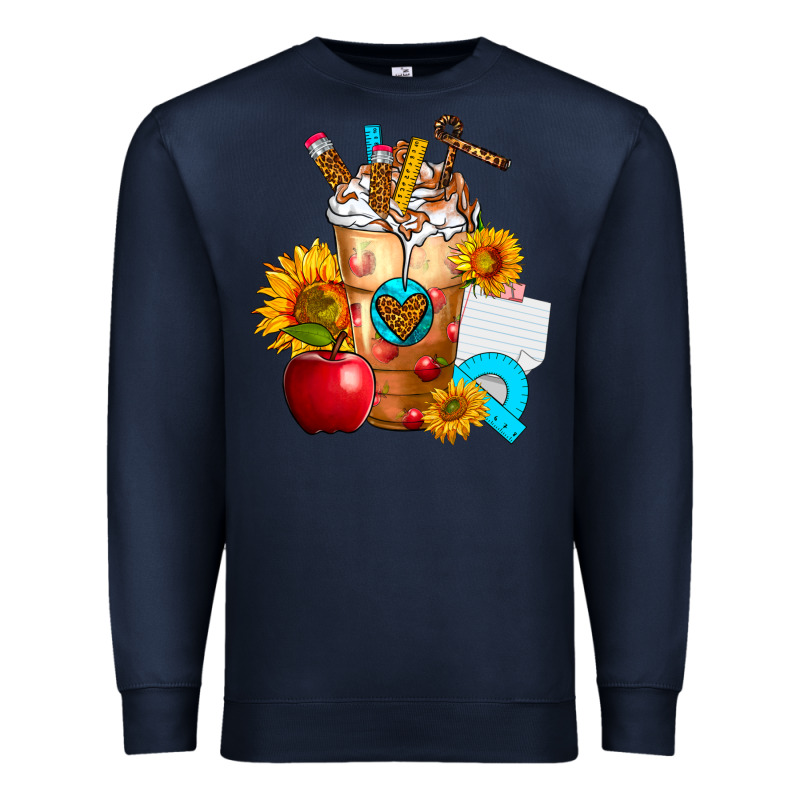 Teacher Cold Drink Frappe With Sunflowers Premium Sweatshirt by FaDigitalArtStudio | Teevron