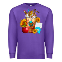 Purple teacher cold drink frappe with sunflowers Premium Sweatshirt - FaDigitalArtStudio