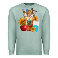 Seafoam teacher cold drink frappe with sunflowers Premium Sweatshirt - FaDigitalArtStudio