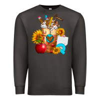Smoke teacher cold drink frappe with sunflowers Premium Sweatshirt - FaDigitalArtStudio