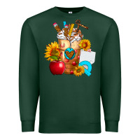 Sports Green teacher cold drink frappe with sunflowers Premium Sweatshirt - FaDigitalArtStudio