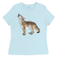 Baby Blue Howling Coyote Ladies Tee - LillyAllenDesigns