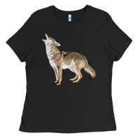 Black Howling Coyote Ladies Tee - LillyAllenDesigns