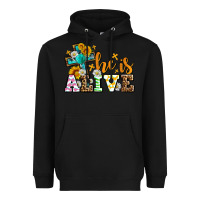 Black Easter Day He is alive with cross Heavyweight Hoodie - OliviaCreatesArt
