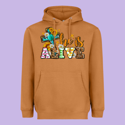 Easter Day He Is Alive With Cross Heavyweight Hoodie Designed By Oliviacreatesart