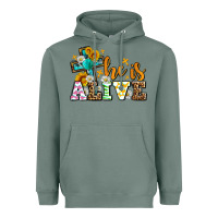 Sage Easter Day He is alive with cross Heavyweight Hoodie - OliviaCreatesArt