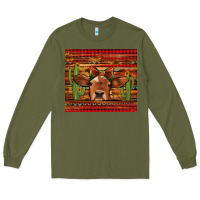 Army Green western christmas cow tumbler Long Sleeve Tee - Jasminsmagicworld