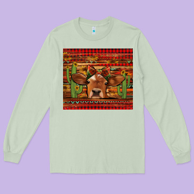 Western Christmas Cow Tumbler Long Sleeve Tee Designed By Jasminsmagicworld