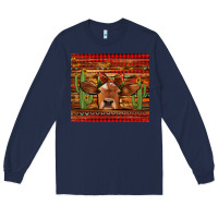 Navy western christmas cow tumbler Long Sleeve Tee - Jasminsmagicworld
