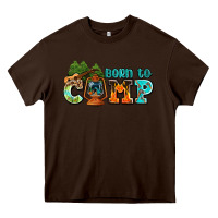 Chocolate Brown born to camp with guitar Heavy Core Tee - AdoDesignShop