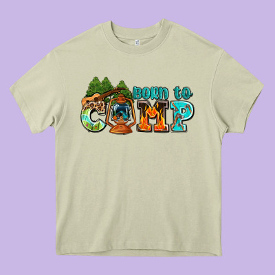 Born To Camp With Guitar Heavy Core Tee Designed By Adodesignshop