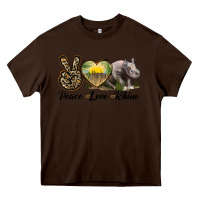 Chocolate Brown peace love rhino Heavy Core Tee - LillyAllenDesigns