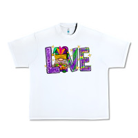White Mardi Gras Love With Gnome Urban Heavy Tee - BundleAndBundleShop