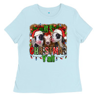 Baby Blue it's christmas y'all heifers Ladies Tee - Jasminsmagicworld