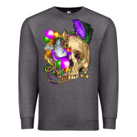 Charcoal Heather mardi gras skull Premium Sweatshirt - FaDigitalArtStudio