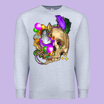 Mardi Gras Skull Premium Sweatshirt Designed By Fadigitalartstudio