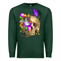 Sports Green mardi gras skull Premium Sweatshirt - FaDigitalArtStudio