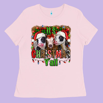 It's Christmas Y'all Heifers Ladies Tee Designed By Jasminsmagicworld