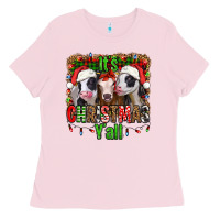 Bubblegum Pink it's christmas y'all heifers Ladies Tee - Jasminsmagicworld