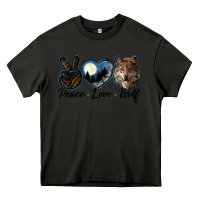 Asphalt peace love wolf head Heavy Core Tee - LillyAllenDesigns