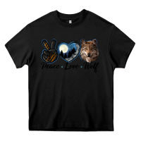 Black peace love wolf head Heavy Core Tee - LillyAllenDesigns