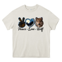 Cream peace love wolf head Heavy Core Tee - LillyAllenDesigns