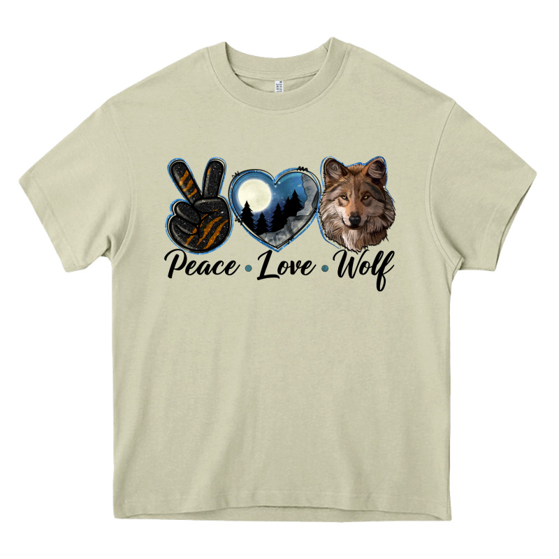 Peace Love Wolf Head Heavy Core Tee by LillyAllenDesigns | Teevron