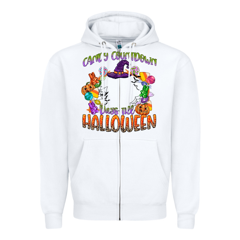 Candy Countdown Days Till Halloween Zipper Hoodie by CowGirlArtShop | Teevron