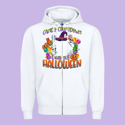 Candy Countdown Days Till Halloween Zipper Hoodie Designed By Cowgirlartshop