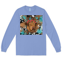 Colony Blue western roses cow Long Sleeve Tee - RanaPortraitStore