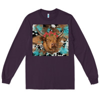 Plum western roses cow Long Sleeve Tee - RanaPortraitStore