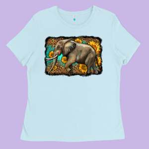 Western Sunflowers Elephant Ladies Tee Designed By Lillyallendesigns