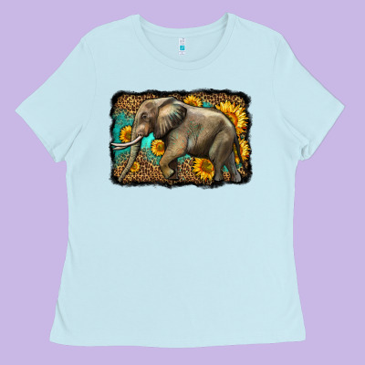 Western Sunflowers Elephant Ladies Tee Designed By Lillyallendesigns