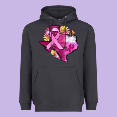 Texas Cancer Awareness Map Heavyweight Hoodie Designed By Fadigitalartstudio