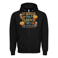 Black stressed blessed pumpkin spice obsessed Zipper Hoodie - CowGirlArtShop