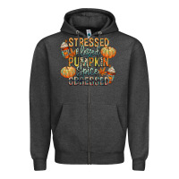 Charcoal Heather stressed blessed pumpkin spice obsessed Zipper Hoodie - CowGirlArtShop
