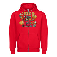 Red stressed blessed pumpkin spice obsessed Zipper Hoodie - CowGirlArtShop